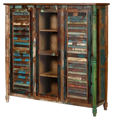 Immagine prodotto di MASSIVMOEBEL24 | Credenza in legno di legno riciclato 155x45x150 laccato multicolore FABlE #37