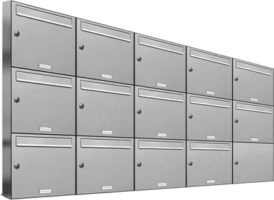 Produktbild von 14er Edelstahl Briefkasten Anlage 14 Fach Wandbriefkasten Postkasten