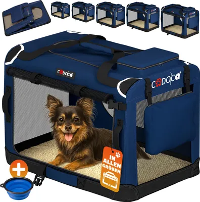 Image de CADOCA® Cage de transport S Bleu pour animaux chien chat rongeur Respirant Pliable Sac de transport Matelas douillet