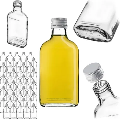 Immagine prodotto di Fiaschetta KADAX 200ml, 50 pezzi, bottigliette di vetro con tappo a vite, fiaschette, bottiglie vuote da riempire, mini bottiglie di liquore, bottiglie di grappa (bianco)