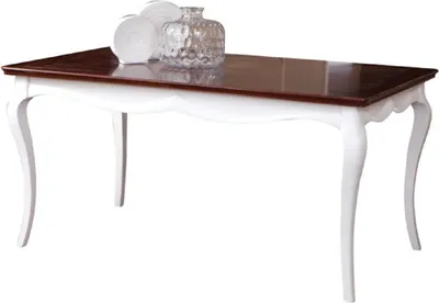 Produktbild von Casa Padrino Luxus Art Deco Esstisch Weiß / Dunkelbraun 160-250 x 90 x H. 77,5 cm - Ausziehbarer Küchentisch