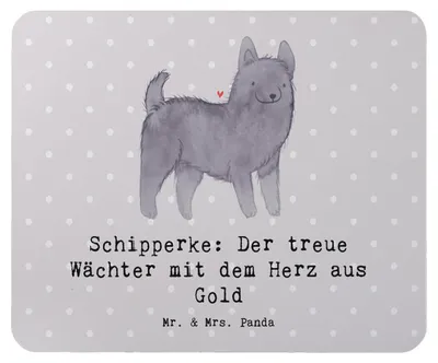 Produktbild von Mr. & Mrs. Panda Mousepad Schipperke Wächterherz - Grau Pastell - Geschenk, Hunderassen, mousematte, intelligenter Hund, pc mausunterlage, Charakter, bedingungslose Liebe