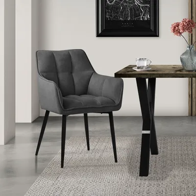 Produktbild von ML-Design Esszimmerstuhl aus Frotteestoff, Dunkelgrau, mit dickem gepolsterter Sitz