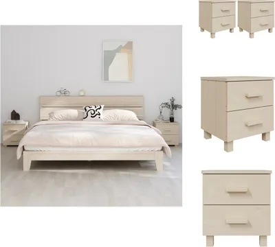 Produktbild von vidaXL Nachttische HAMAR 2 Stk. Honigbraun 40x35x44,5 cm Massivholz -  Nachttische