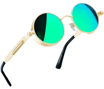 Produktbild von Joopin Steampunk Runde Sonnenbrille Herren Damen Hippie Retro Brille UV400