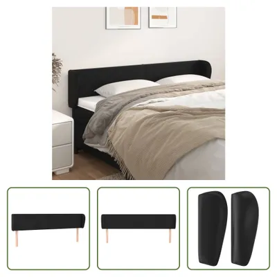 Produktbild von The Living Store Kopfteil mit Ohren Schwarz 183x23x78/88 cm Kunstleder