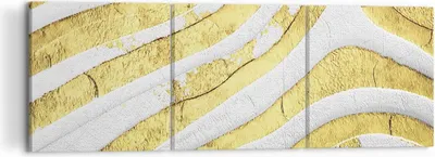 Produktbild von Bild auf Leinwand - Leinwandbild - 3 Teile - Abstraktion Gold Weiß - 120x40cm - Wand Bild - Wanddeko - Wandbilder - Leinwanddruck - Bilder - Wanddekoration - Leinwand bilder - Wandbild - CA120x40-4511