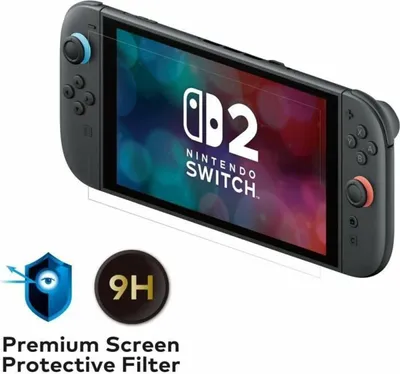 Zdjęcie produktu dla Hori NSX-059E, Szybka na ekran, Nintendo Switch 2, Przezroczysty, Ochrona przed światłem niebieskim, Odporny na zadrapania, 9H, Nintendo