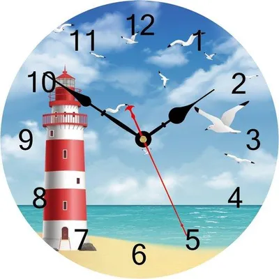 Image de Horloge murale silencieuse de 30 cm, motif marin noir et blanc, pour la cuisine ou la chambre à coucher