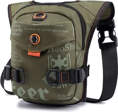 Produktbild von ASKSA Outdoor Motorrad Drop Bein Tasche fuer Maenner Frauen Nylon Huefttasche Tasche Fahrradfahren Radfahren Taktische Reise Wandern,Armeegruen,Groesse:25*17*8cm