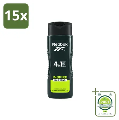 Produktbild von 15 x Reebok Inspire Your Mind 4-in-1 Duschgel - 400 ml - Großpackung - 15 Stücke