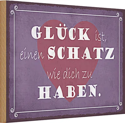 Produktbild von Holzschild Spruch 30x20cm Glück ist Schatz dich zu haben