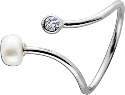 Produktbild von Perlenring Silber 925 Süsswasser Perle 5.9mm weißer Zirkonia  19