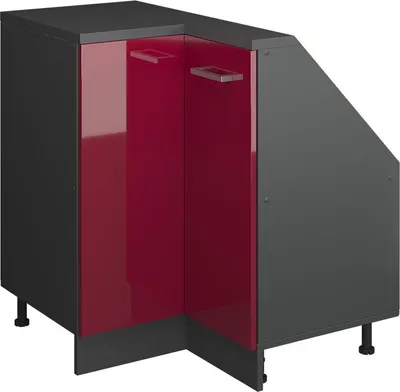 Zdjęcie produktu dla Vicco Szafa skosna Szafka narożna Rion, 75.6 x 81.6 cm z 1 drzwiami, Czerwony wysoki połysk/antracyt/Antracyt