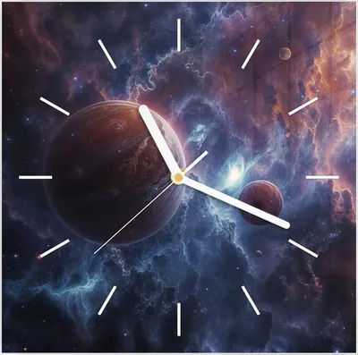 Produktbild von Wanduhr aus Glas mit Motiv Galaktische Welten- 30 x 30 cm - inkl. Aufhängesystem