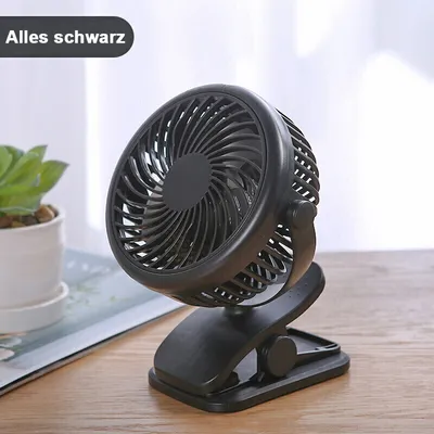 Produktbild von clip ventilator mobiler Mini Ventilator mit Akku Bodenventilator / Windmaschine 3 Geschwindigkeitsstufen schwarz