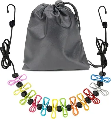 Image de Corde à linge portable avec 12 pinces à linge accessoires de camping en plein air