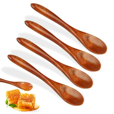 4er-Set handgefertigte Honiglöffel aus Nanmu-Holz, klein