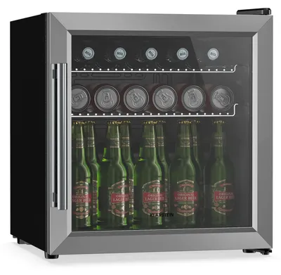 Zdjęcie produktu dla Klarstein lodówka na napoje 47 l – szklane drzwi, oświetlenie LED, 3–10°C, 2 metalowe półki, sprężarka, cicha praca, mała lodówka na butelki, precyzyjna regulacja temperatury