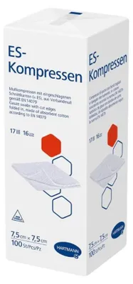 Produktbild von HARTMANN ES-Kompressen unsteril 7,5 x 7,5 cm, 100 St. Kompressen