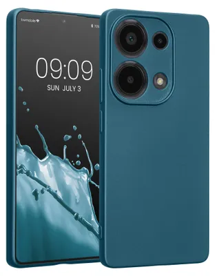 Produktbild von kwmobile Handyhülle für Xiaomi Redmi Note 13 Pro 4G Hülle - weiche Silikon Case metallisch schimmernd - Schutzhülle Cover - Metallic Karibikblau