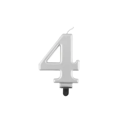 Image de Numéro 4 Bougie, métallique argentée 8 cm