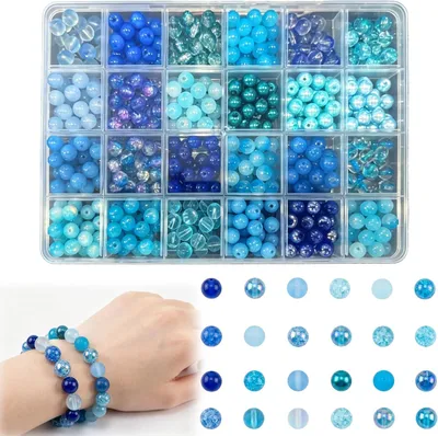 Image de Perles de verre de 8 mm, 400 pièces, 24 couleurs, pour la fabrication de bracelets