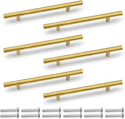 Productafbeelding van Keukenkastgrepen Set - Lade handgrepen - Meubels Vernieuwen - Roestvrij staal - 6 stuks 200MM - Goud