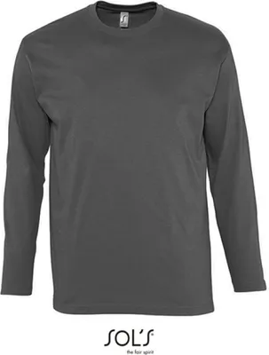 Produktbild von SOLs 11420 | Langarm Monarch Herren T-Shirt - Farbe: Dark Grey (Solid) - Größe: L