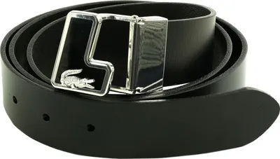Produktbild von LACOSTE Leder Gürtel Plain Leather Belt W130 Noir schwarz