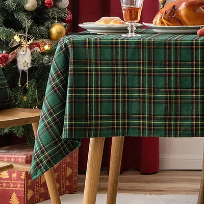 Produktbild von Tischdecke Weihnachten Vintage Kariert Grün 60 x 60 cm