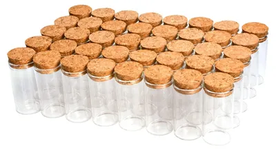 40 Mini-Glasflaschen mit Korken, 25 ml, transparent