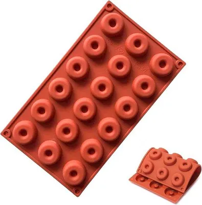 Image de Moule à gâteau rond pour la confection de biscuits ronds et de tartes - 18 cavités, moule à beignets, préparez vous-même de délicieuses pâtisseries
