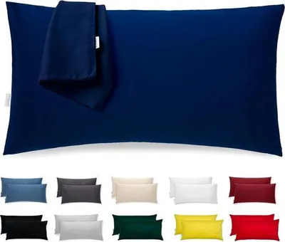Productafbeelding van Famanu kussensloop, 50 x 80 cm, katoen, premium satijn, set van 2 kussenslopen, hypoallergeen, wasbaar