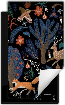 Produktbild von DarHaus Herdabdeckplatte 1 teilig 30x52 cm Anti Rutsch Matte Aufrollbar, schwarz - Wald