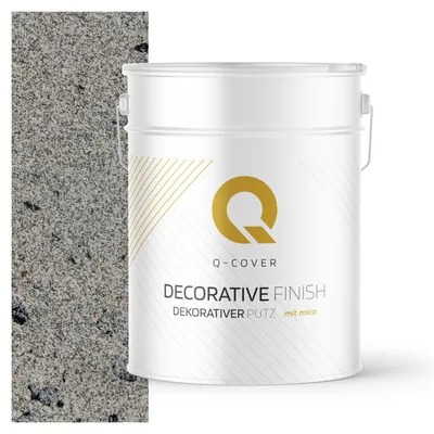 Immagine prodotto di Intonaco decorativo con mica 15 kg - Grigio con mica nera D5911 - Intonaco strutturato per interni ed esterni, resistente alle intemperie Q-COVER