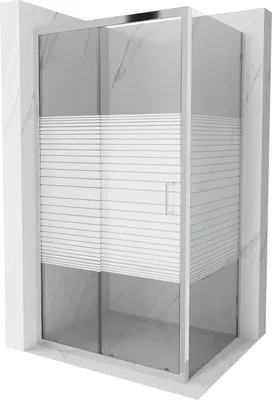 Produktbild von Mexen Apia ausziehbare Duschabtrennung 120 x 90 cm, Gestreift, Chrom - 840-120-090-01-20