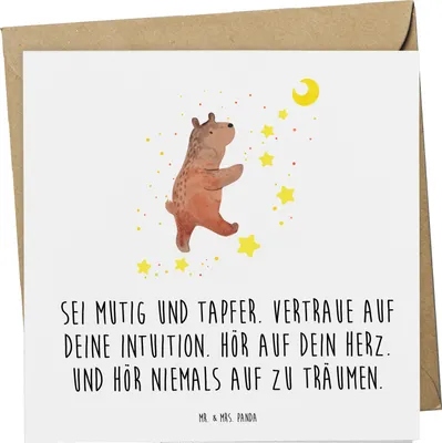 Produktbild von Mr. & Mrs. Panda Grußkarte Mutig zu sich selbst stehen - Weiß - Geschenk, Klappkarte, Stärke, Zuversicht, Herz, Selbstliebe, Glück, faltkarte, Hoffnung, Trost, Glauben