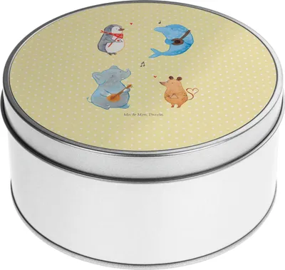 Produktbild von Mr. & Mrs. Panda Dose Big Band - Gelb Pastell - Geschenk, Pinguin, zuckerdose, Gute Laune, Hund, Elefant, Musik, Teedose, Vorratsdosen, Metalldose, Kaffeedose, Delfin