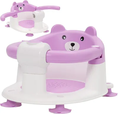 Produktbild von Baby Badewannensitz 6-24 Monate, 4 Saugnäpfe, 360 Grad Schutz, rutschfest, lila, für Badewanne