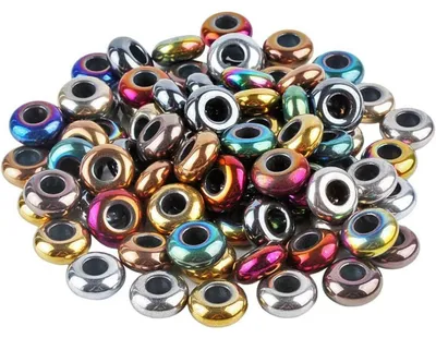Produktbild von Großloch-Perlen für Schmuckherstellung, Rondelle Polierter Hämatit, 14x8mm, 20 Stück