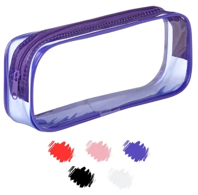 Image de Trousse transparente, violet foncé, trousse d'école