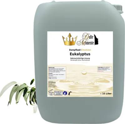 Produktbild von Dampfbad Emulsion Eukalyptus - 10 Liter - gebrauchsfertig für Dampfbad, Dampfdusche, Verdampferanlagen