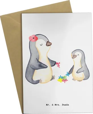 Produktbild von Mr. & Mrs. Panda babykarte Sozialpädagogin Herz - Weiß - Geschenk, weihnachtskarten, osterkarte, Grußkarte, glückwunschkarten, einladungskarten, neujahrskarte