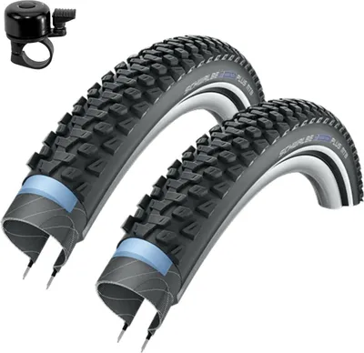 Produktbild von 2 x Schwalbe Marathon Plus MTB Unplattbar Reifen mit Reflex 54-559 (26 x 2,10) inkl. Fahrradklingel