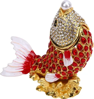 Image de Boîte à bijoux en forme de poisson, alliage de zinc, strass, décorative, forme multifonctionnelle, boucles d'oreilles, organiseur de bijoux