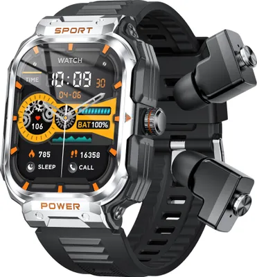 Produktbild von Smartwatch mit Ohrhoerern, 2,01-Zoll-IPS-High-Clear-Bildschirm, Sport-Gesundheits- und Schlafueberwachungsuhr, NFC-Funktion, wasserdicht, BT5.0 TWS-Ohrhoerer, lange Ausdauer, Multisport-Modi, BT-Anruf fuer Maenner und Frauen