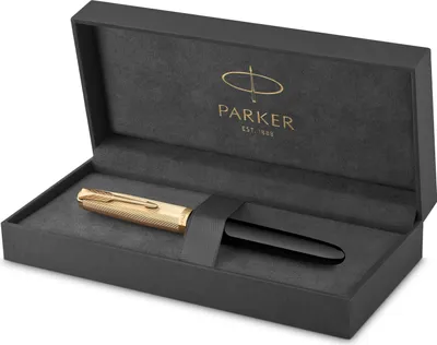 Produktbild von Parker 51 Füller | r Schwarzer Schaft mit Goldzierteilen | Federstärke F in 18k Gold mit Schwarzer Tintenpatrone | Geschenkbox