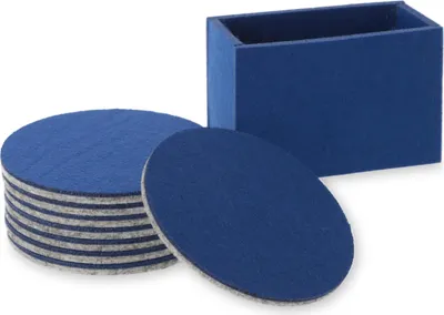 Produktbild von 16 Stück Filzuntersetzer Set mit 2 Boxen in Blau runde Untersetzer für Gläser Filzunterlagen Getränkegläser Flaschen Tassen Filz Tischuntersetzer