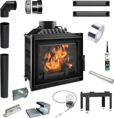 Zdjęcie produktu dla Kominek Żeliwny Wkład Kominkowy KRATKI ANTEK DECO 10kW Zestaw do Montażu